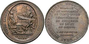 FRANKREICH - 5 Sols 1792 Bronze. KM:Tn31 ... 