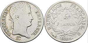 Napoleon I. 1804-1815 - 5 Francs 1808 B ... 