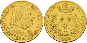 Ludwig XVIII. 1814-1824 - 20 Francs 1814 A ... 