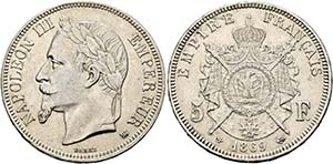 Napoleon III. 1852-1870 - 5 Francs 1869 BB ... 