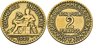 FRANKREICH - 2 Francs 1927, Handelskammer ... 