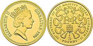 Elisabeth II. - 5 Pfund 1996 70. Geburtstag ... 