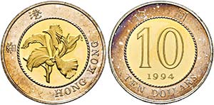 HONG KONG - 10 Dollars 1994 Orchidee, 11,89g ... 