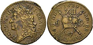 Jakob II. (1685-1691) - Gun Money Shilling ... 