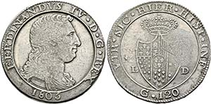 Ferdinand IV. 1759-1799 - 120 Grana 1805 LD ... 