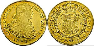 Karl IV. 1788-1808 - 8 Escudos 1792 JF ... 