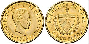 KUBA - 5 Pesos (8,35g) 1915 Philadelphia ... 