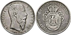 Maximilian I. 1864-1867 - 50 Centavos 1866 ... 