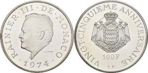 Rainer III. 1949-2005 - 100 Francs 1974 ... 