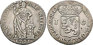 NIEDERLANDE - Gulden (20 Stuiver) 1791 Rv. ... 
