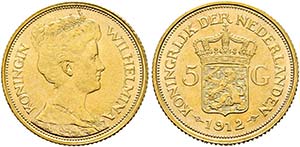 Wilhelmina I. 1890-1948 - 5 Gulden (3,37g) ... 