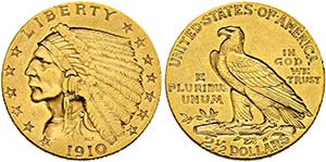U S A - 2 1/2 Dollar 1910 Philadelphia ... 