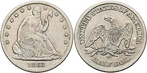 U S A - Half Dollar 1863 S San Francisco ... 