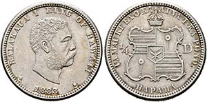 Kalakaua 1874-1891 - 1/4 Dollar 1883 San ... 