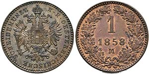 Franz Joseph 1848-1916 - 1 Kreuzer 1858 M ... 