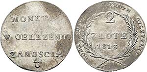 POLEN - Zamosc - 2 Zlote 1813 geprägt ... 