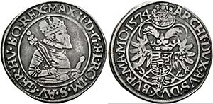 Maximilian II. 1564-1576 - 1/4 Taler 1574 KB ... 