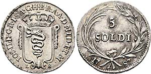 Josef II. 1765-1790 - 5 Soldi 1787 L-B ... 