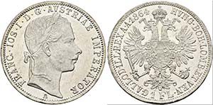 Franz Joseph 1848-1916 - Gulden 1864 A Wien ... 