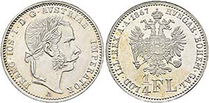 Franz Joseph 1848-1916 - 1/4 Gulden 1867 A ... 