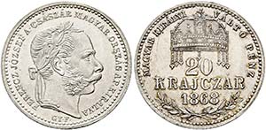 Franz Joseph 1848-1916 - 20 Krajczar 1868 ... 