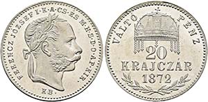Franz Joseph 1848-1916 - 20 Krajczar 1872 KB ... 