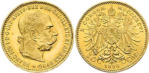 Franz Joseph 1848-1916 - 10 Kronen 1896 Wien ... 