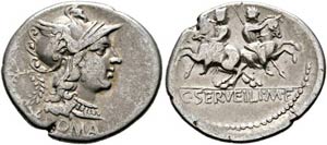 C. Servilius M.f. - Denarius (3,78 g), Roma, ... 