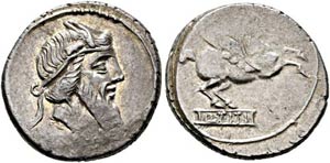 Q. Titius - Denarius (3,94 g), Roma, 90 v. ... 