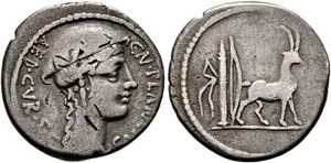 Cn. Plancius - Denarius (3,47 g), Roma, 55 ... 