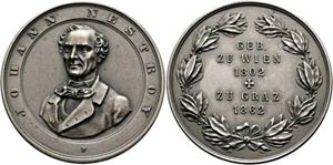 NESTROY, Johann 1802-1862 - AR-Medaille ... 