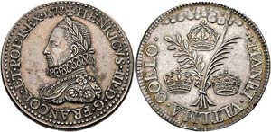 Heinrich III. 1574-1589 - AR-Medaille (21g), ... 