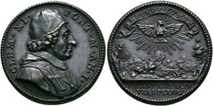 Clemens XI. 1700-1721 - AE-Medaille (31mm) ... 