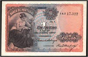 PORTUGAL - Escudo 25.6.1920  Pick:113 I-II