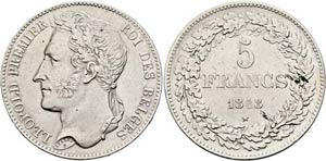 Leopold I. 1831-1865 - 5 Francs 1848 Rv. kl. ... 