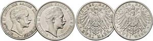 Wilhelm II. 1888-1918 - Lot 2 Stück; 2 Mark ... 