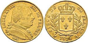 Ludwig XVIII. 1814-1824 - 20 Francs 1814 A  ... 