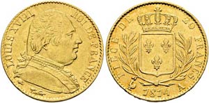 Ludwig XVIII. 1814-1824 - 20 Francs 1814 A ... 