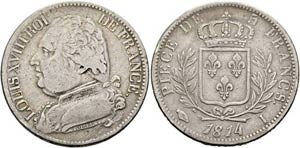 Ludwig XVIII. 1814-1824 - 5 Francs 1814 I ... 