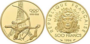 5. Republik seit 1959 - 500 Francs 1994, ... 