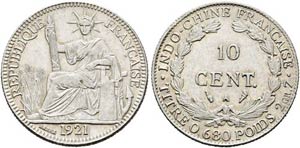 FRANZÖSISCH INDOCHINA - 10 Centimes 1921 A ... 