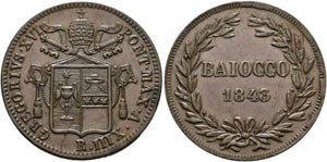 Gregor XVI. 1831-1846 - Baioccho 1843 R/A ... 