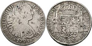 Karl IV. 1788-1808 - 8 Reales 1791 mit ... 