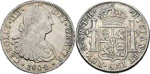 Karl IV. 1788-1808 - 8 Reales 1804 Mo T.H.  ... 