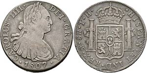 Karl IV. 1788-1808 - 8 Reales 1807 Mo/TH  KM ... 