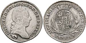 Josef II. 1765-1790 - Lira 1787 L-B Mailand  ... 