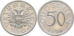 1. Republik 1918-1938 - 50 Groschen 1936 ... 