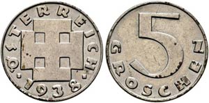 1. Republik 1918-1938 - 5 Groschen 1938 Wien ... 