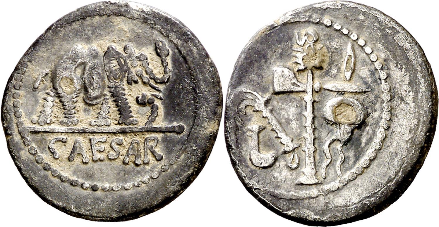 Denarios Romanos Réplica Reproducción Monedas Julio César - Denario  Elefante, Primer Retrato Y Póstumo, Coleccionismo Historia Moneda Primer  Retrato César