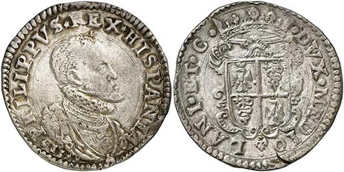 1599. Felipe II. Milán. 1 escudo. ... 